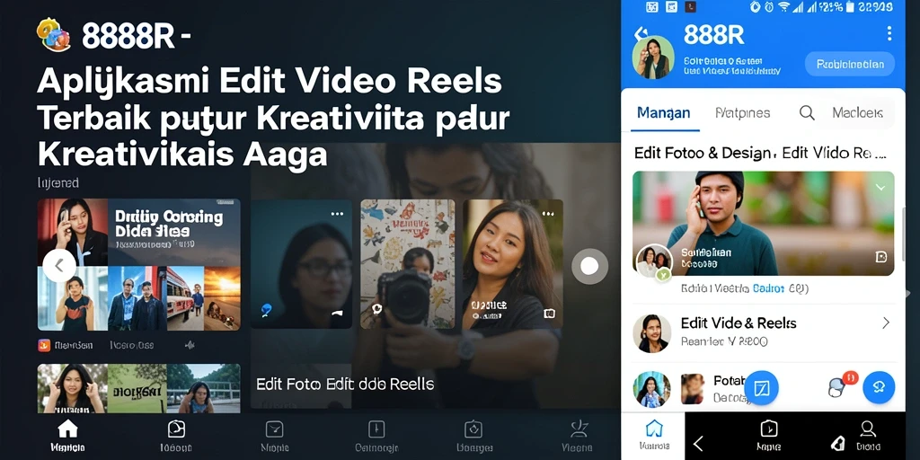 Antarmuka aplikasi 888R untuk edit video reels yang mengesankan.