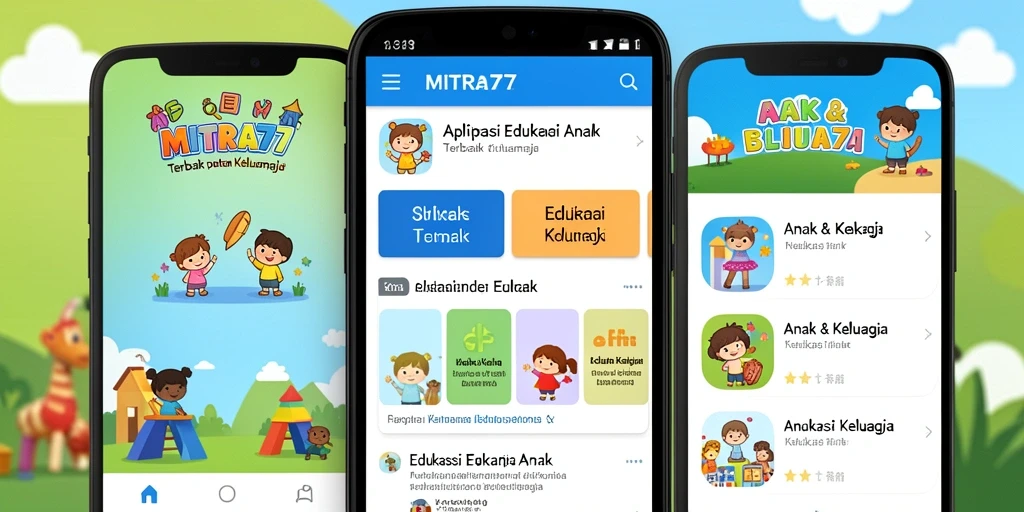 Antarmuka menarik dan interaktif aplikasi MITRA77 untuk belajar.