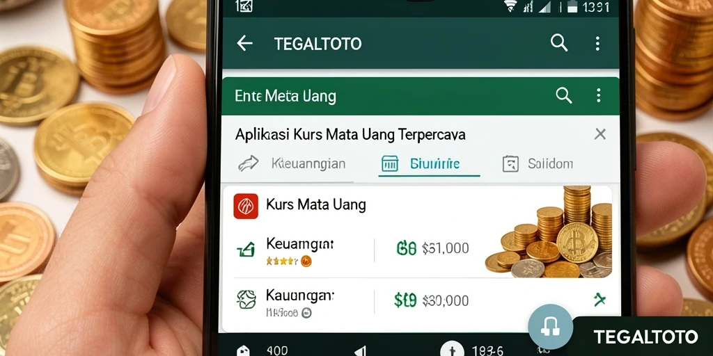 Tampilan antarmuka TEGALTOTO menampilkan data kurs mata uang secara real-time.